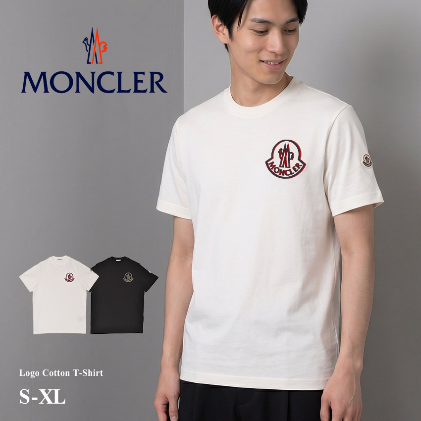 モンクレール 半袖Tシャツ メンズ SS Tシャツ MONCLER Logo Cotton T-Shirt K20918C0005789AZ9 ウェア トップス 半袖 Tシャツ ワンポイント ブランド ロゴ カジュアル シンプル クルーネック 人気 おしゃれ ホワイト 白 ブラック 黒