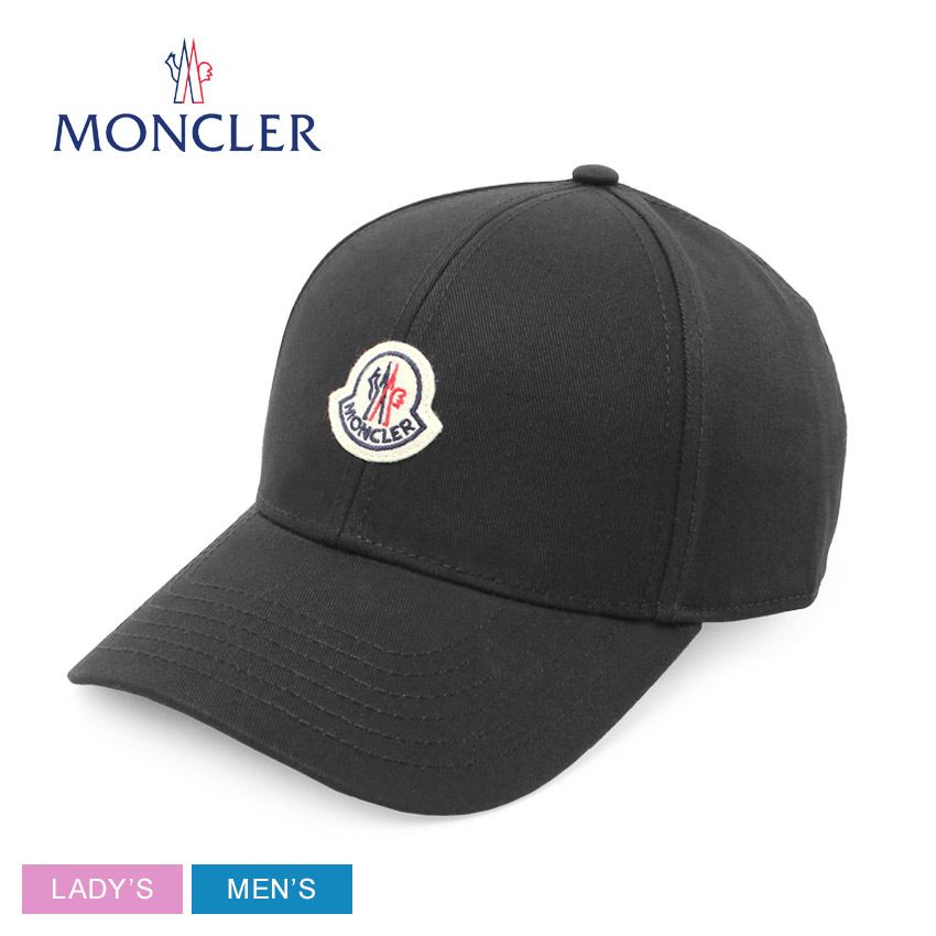 ✨極美品✨MONCLER　キャップ　ロゴワッペン　バックロゴ　黒　浅め　コットン ✨極美品✨MONCLERキャップロゴワッペンバックロゴ黒浅めコットン
