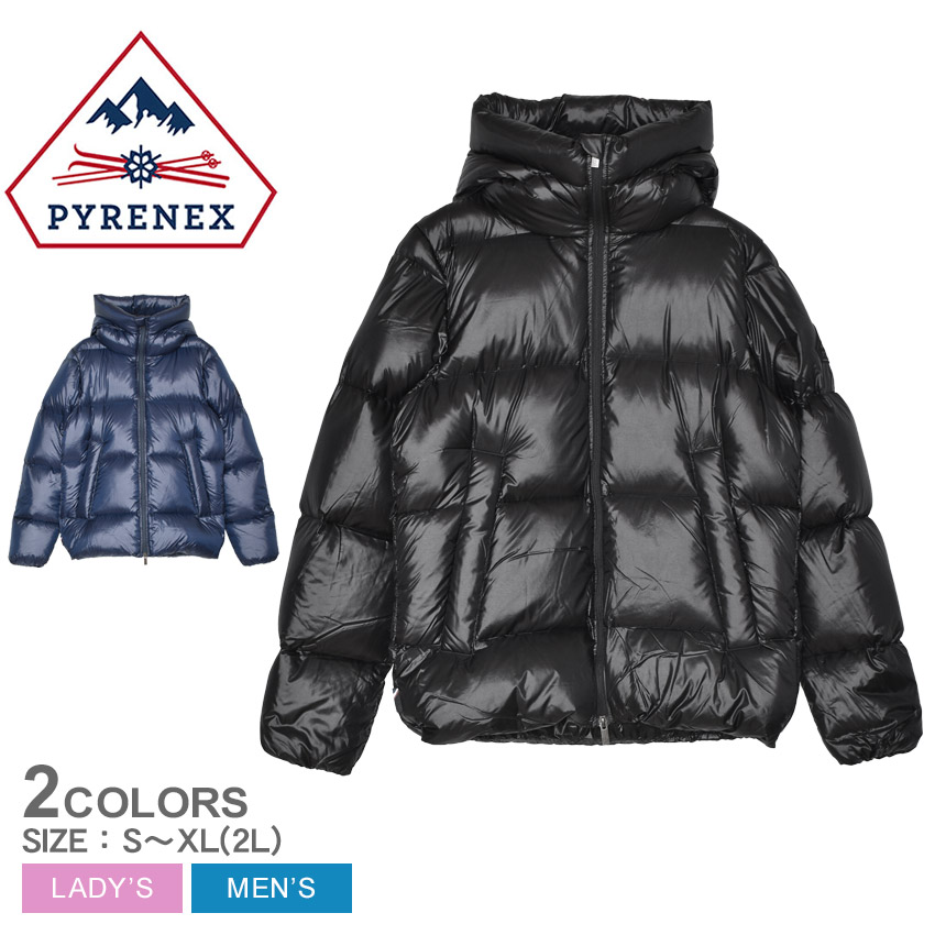 ピレネックス ダウンジャケット メンズ レディース バリー2 PYRENEX BARRY2 HUY017 ウェア アウター ダウン フェザー カジュアル シンプル ブランド ロゴ ワンポイント フード 撥水 はっ水 防寒 保温 長袖 暖かい おしゃれ ネイビー 紺|slz|