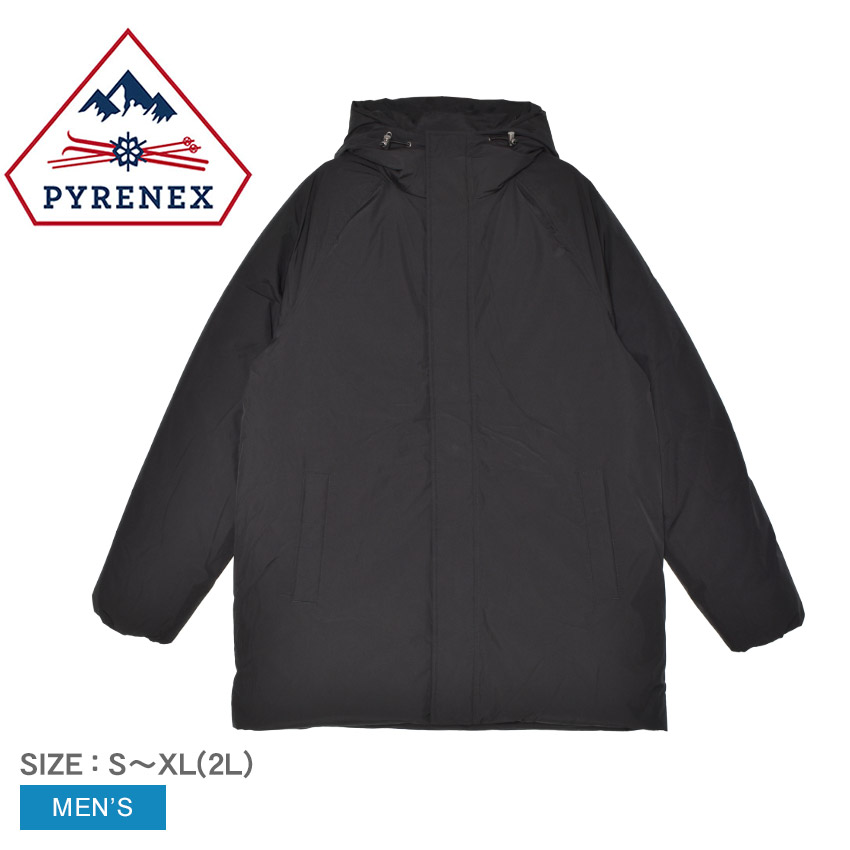 ピレネックス ダウンジャケット メンズ スパーク PYRENEX HMY025 ウェア アウター ロングダウンパーカー SPARK JACKET カジュアル シンプル ブランド ロゴ ワンポイント 防寒 保温 長袖 軽量 上品 暖かい おしゃれ 人気 ブラック 黒|slz|