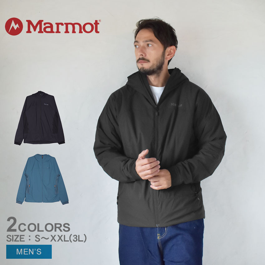 マーモット アウトドアジャケット メンズ NOVUS LT HYBRID HOODY MARMOT M12356 アウター ジャケット ウェア ウエア フード付き シンプル カジュアル 上着 羽織 防寒 暖かい キャンプ アウトドア レジャー 通勤 通学 ポケット ブラック 黒|slz|