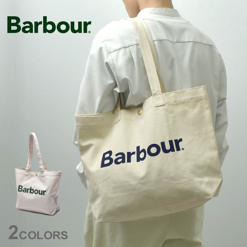 バブアー バッグ メンズ レディース ロゴ トート バッグ BARBOUR LOGO TOTE BAG UBA0733 ホワイト 白 トートバッグ バッグ キャンバス 20L 大容量 B4対応 収納 ポケット 軽量 日常使い 通勤 通学 旅行 サブバッグ ハンドル ボタン留め