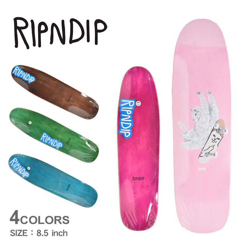 【クーポン利用で30%OFF】RIPNDIP スケートデッキ KICK BACK CRUISER DECK リップンディップ RND9168  スケートボード スケボー 板 カジュアル ストリートブランド ロゴ 人気 白猫 ネコ かわいい ロードナーマル ロードニャーマル 木製 カスタム