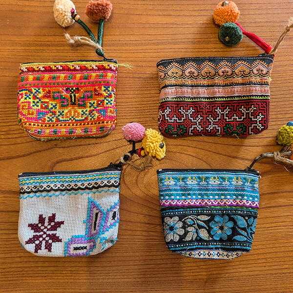 楽天市場】【送料無料】モン族 ポーチ 大 モン族伝統の刺繍