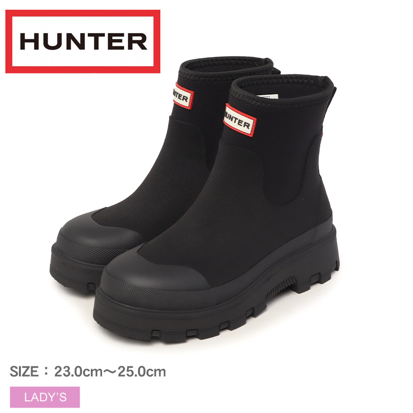ハンター ELEMENTS NEOPRENE CHELSEA BOOT ブーツ レディース ブラック 黒 HUNTER HFRU0006252 ブーツ ショートブーツ ラバー 長靴 ブランド ロゴ ワンポイント おしゃれ レインシューズ 柔軟性 防水性画像