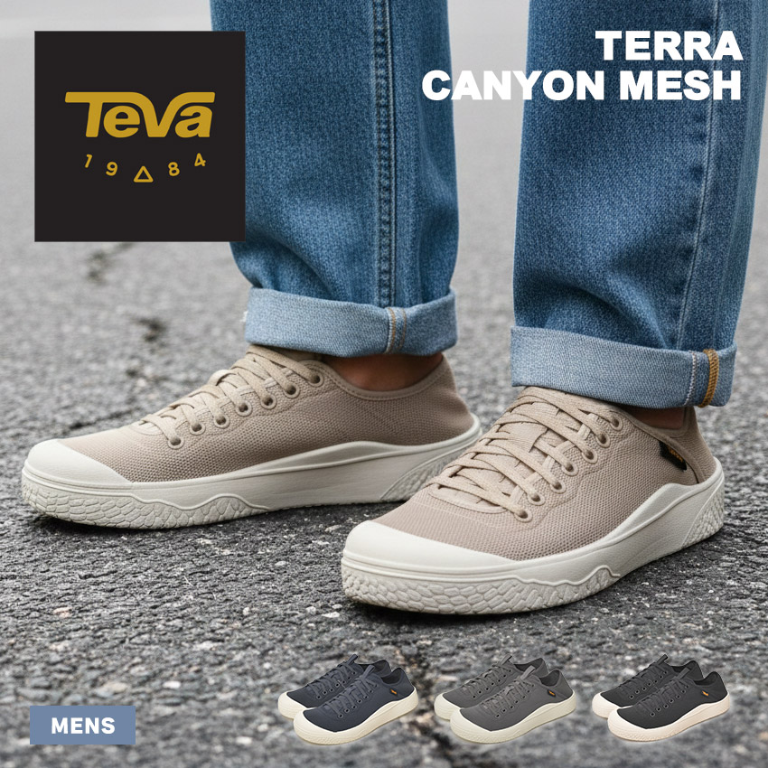 テバ TERRA CANYON MESH ローカットスニーカー メンズ ブラック 黒 グレー TEVA 1153074 テヴァ シューズ スニーカー メッシュ 通気性 タウンユース 靴 カジュアル シンプル 履きやすい ローカット シューレース アウトドア|slz|