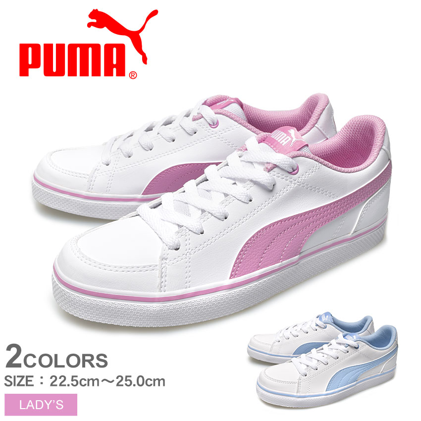 楽天市場 クーポンでさらに100円引き Puma プーマ スニーカー レディース コートポイント Vulc V2 Bg Court Point Vulc V2 Bg ジュニア 靴 シューズ 白 ホワイトスニーカー ピンク ローカット シンプル 通勤 通学 おしゃれ かわいい Z Sports