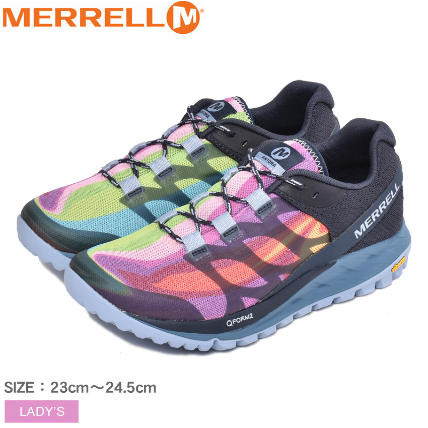 即納特典付き Merrell メレル シューズ レインボー アントラ Antora レディース ブランド スニーカー カジュアルシューズ カジュアル スポーティー アウトドア レジャー おでかけ スポーツ ウォーキング ローカット マルチカラー 運動 靴 防臭 耐久 カラフル コラボ