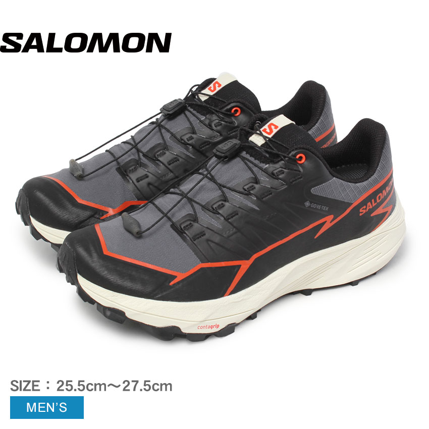 サロモン THUNDERCROSS GTX トレイルランニングシューズ メンズ グレー オレンジ SALOMON L47684500 靴 シューズ スニーカー ランニングシューズ ゴアテックス GORE-TEX 防水 軽量 トレイルランニング スポーツ 運動 ローカット|slz|｜Z-SPORTS