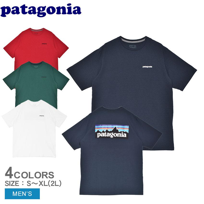 パタゴニア P-6ロゴ レスポンシビリティー 半袖Tシャツ メンズ ネイビー 紺 ホワイト 白 PATAGONIA 38504 ウェア トップス 半袖 クルーネック カジュアル アウトドア プリント バックプリント プレゼント ギフト 贈り物 ブランド ロゴ