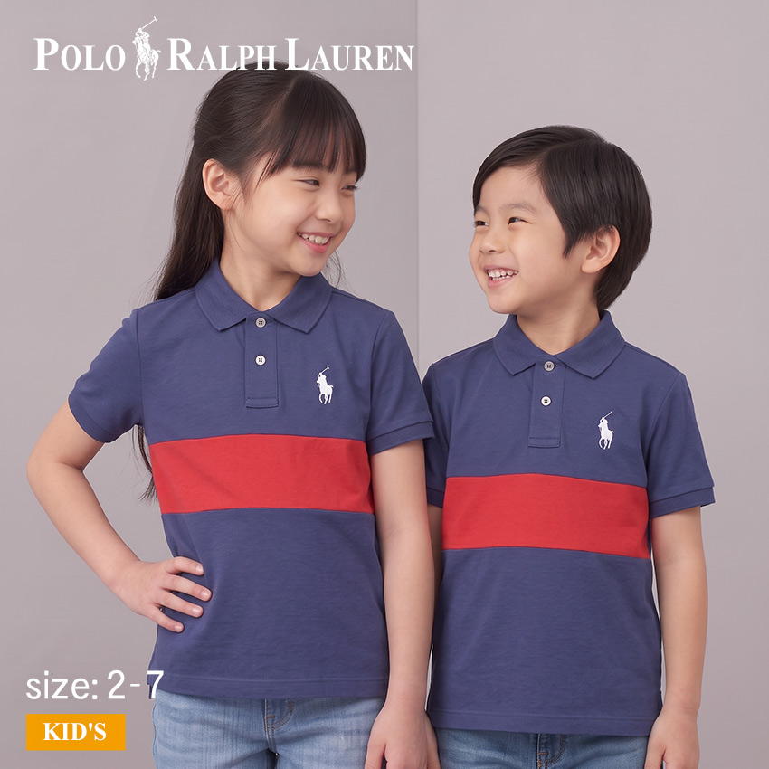 ポロ ラルフ ローレン COTTON JERSEY CENTER STRIPE POLO 半袖ポロシャツ キッズ ジュニア 子供 ブルー 青 POLO RALPH LAUREN 322971296 トップス ポロ 半袖 襟付き 衿付き 刺繍 刺しゅう ビッグポニー ブランド ロゴ シンプル|slz|｜Z-SPORTS