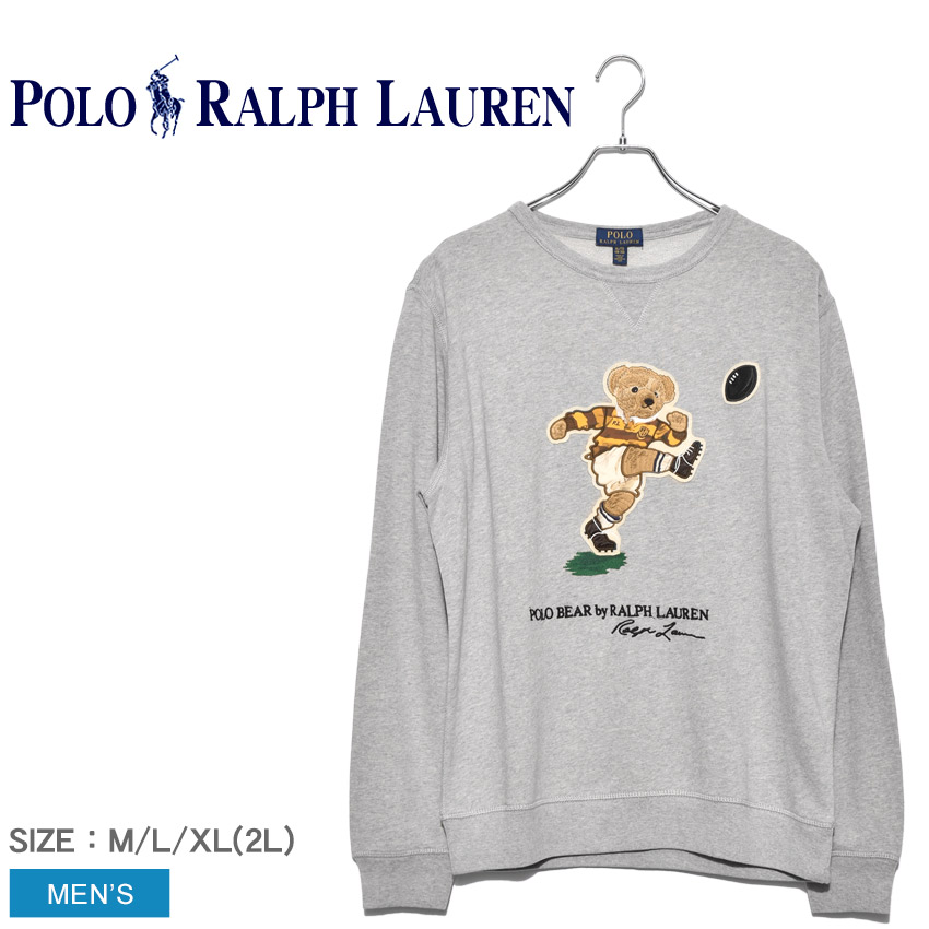 大特価 スウェット トレーナー メンズ ポロベア長袖スウェット グレー スウェット ラルフローレン ポロ Lauren Ralph Polo コットン リラックス クマ ファッション 長袖 ブランド グレー プリント ベアー 部屋着 ウェア トップス シャツ カジュアル