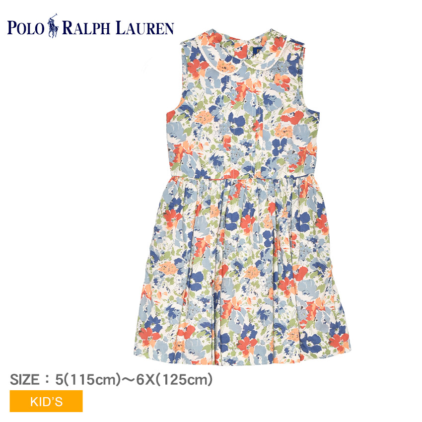 ポロ ラルフローレン フローラル コットンドレス ワンピース キッズ ジュニア 子供 マルチカラー POLO RALPH LAUREN Floral Cotton Poplin Dress 312970849 花柄 ノースリーブ 丸襟 ポケット おしゃれ 可愛い 上品 華やか 発表会 演奏会