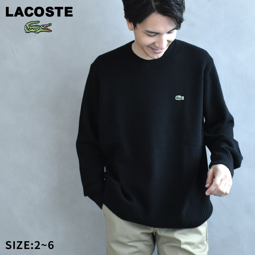 LACOSTE ラコステ　ワンポイントロゴ　ニットソー　シンプル　黒　ブラック LACOSTE ラコステ ワンポイントロゴ ニットソー シンプル 黒