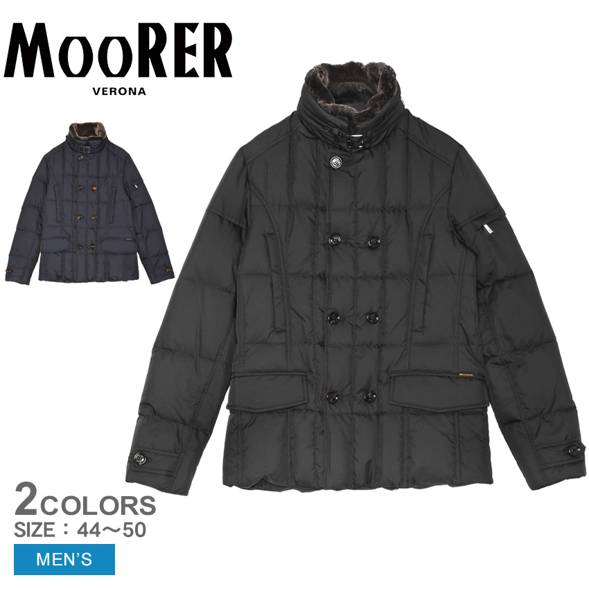 ムーレー SIRO-KM ダウンジャケット メンズ ブラック 黒 ブルー 青 MOORER MOUGI200310 アウター ジャケット ダウン 撥水 はっ水 上着 通勤 ビジネス 防寒 保温 ポケット ファー カジュアル シンプル ブランド フォーマル クラシック 紳士