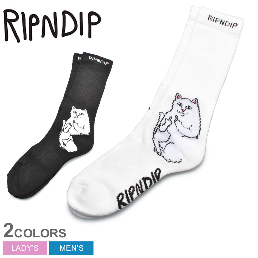 楽天市場 クーポン配付中 ゆうパケット配送 Ripndip 靴下 メンズ レディース リップンディップ ロード ナーマル ソックス おしゃれ ソックス ブランド スケーター スケート ストリート ネコ 猫 キャラクター ナーマル ブラック 黒 ホワイト 白 Rnd35 Rnd2111 Lord