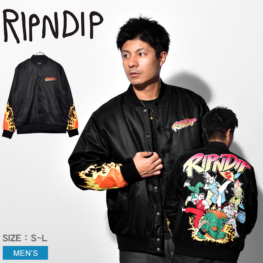 早割クーポン Ripndip ジャケット メンズ ナーム ファイト ジャケット リップンディップ Nerm Fight Jacket Rnd4704 トップス アウター 長袖 ブランド ストリート 猫 カジュアル プリント キャラクター ブラック 黒 Z Sports 期間限定特価 Josenopolis Mg Gov Br