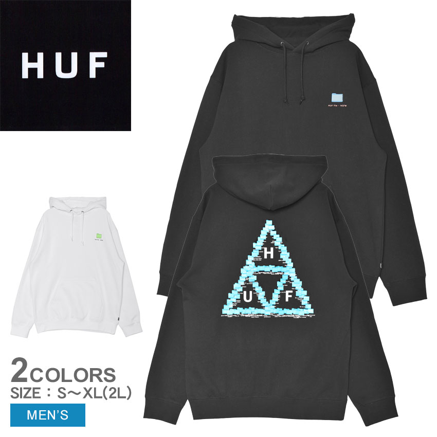 ハフ DESKTOP P／O HOODIE パーカー メンズ ホワイト 白 ブラック 黒 HUF PF00726 長袖 ロングスリーブ フーディ トップス プルオーバーパーカー ブランド プリント バックプリント ロゴ ウェア カジュアル カンガルーポケット スエット|slz|｜Z-SPORTS