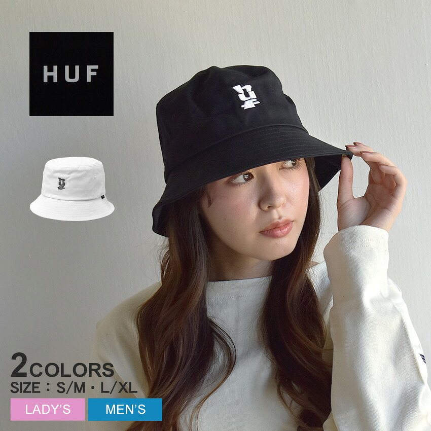 ハフ SET MEGABLAST BUCKET HAT バケットハット メンズ レディース ブラック 黒 ホワイト 白 HUF HT00882 帽子 バケハ ハット ストリート スケート ロゴ 刺繍 刺しゅう おしゃれ カジュアル シンプル スケーター スケボー サイズ調整