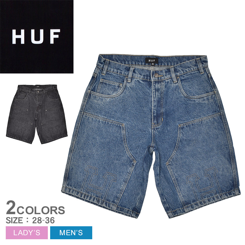 ハフ CLASSIC H DOUBLE KNEE DENIM SHORT ショートパンツ メンズ レディース ブルー 青 ブラック 黒 HUF PT00359 ズボン パンツ ボトムス デニム ショートパンツ ハーフパンツ 短パン 半ズボン ストリート スケボー スケーター ブランド|slz|｜Z-SPORTS