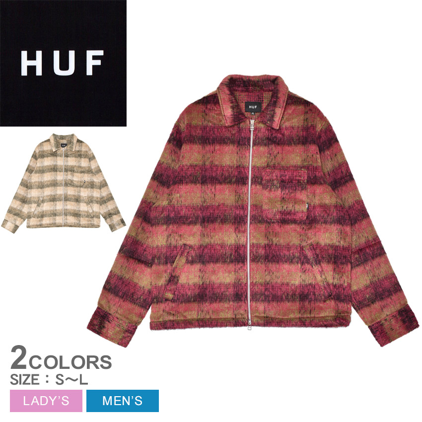 ハフ MEGABLAST PLAID JACKET ジャケット メンズ レディース レッド 赤 ベージュ HUF JK00485 ウェア トップス 長袖 上着 ロングスリーブ ジャケット アウター ストリート スケーター スケボー カジュアル 羽織 ブランド チェック 総柄|slz|｜Z-SPORTS