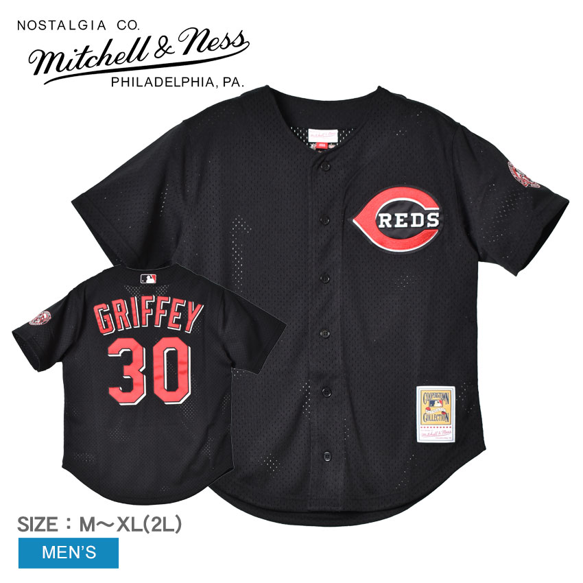 超激安 KEN ベースボールジャージ GRIFFEY ストリート ABBF3116-CRE00KGJBLCK NESS FRONT メンズ REDS  期間限定ポイント10倍 BUTTON ユニフォーム CINCINNATI JR オーセンティック AUTHENTIC トップス MLB ウエア  2000 ミッチェルアンドネス JERSEY MITCHELL 野球・ソフト ...