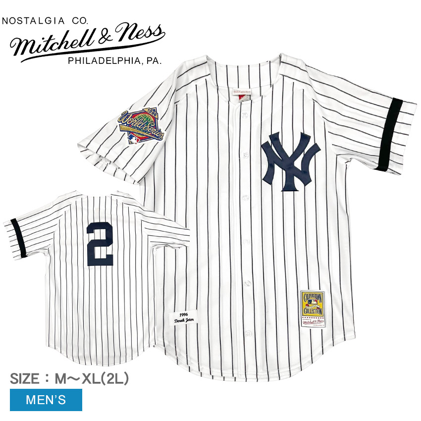 ミッチェル＆ネス デレク・ジーター オーセンティックジャージ ユニフォームシャツ メンズ ホワイト 白 ネイビー 紺 MITCHELL＆NESS NY Yankees Derek Jeter Authentic Jersey AJY1CP20003-NYYWHIT96DJT トップス ウェア 半袖