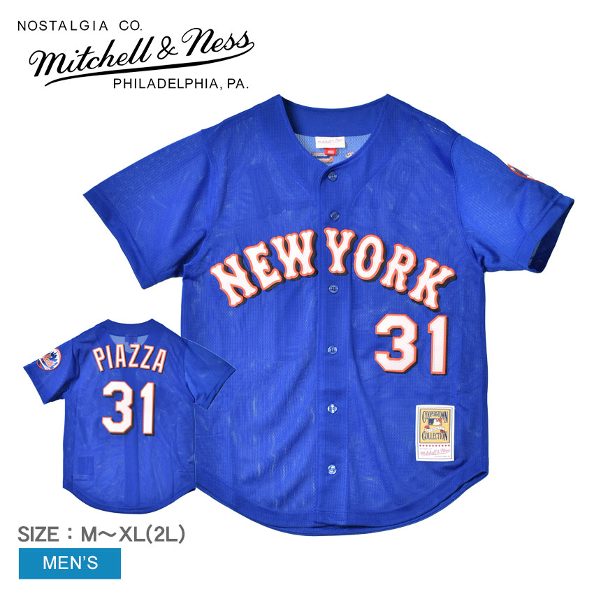 New York Mets Mike Piazza #31 Mitchell & Ness Royal Cooperstown Collection  Front Button Jersey