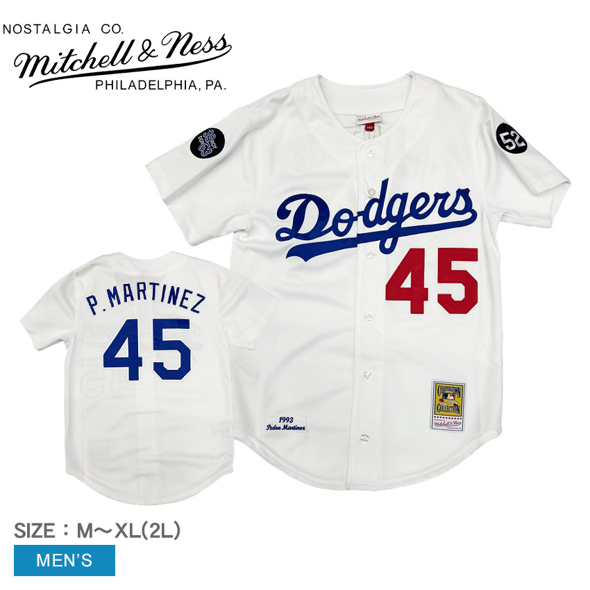 ミッチェル＆ネス Pedro Martinez Los Angeles Dodgers 1993 White Authentic Player Jersey ユニフォームシャツ メンズ ホワイト 白 MITCHELL＆NESS AJY1AC20025-LADWHIT93PAR ウエア トップス 半袖 ベースボールシャツ