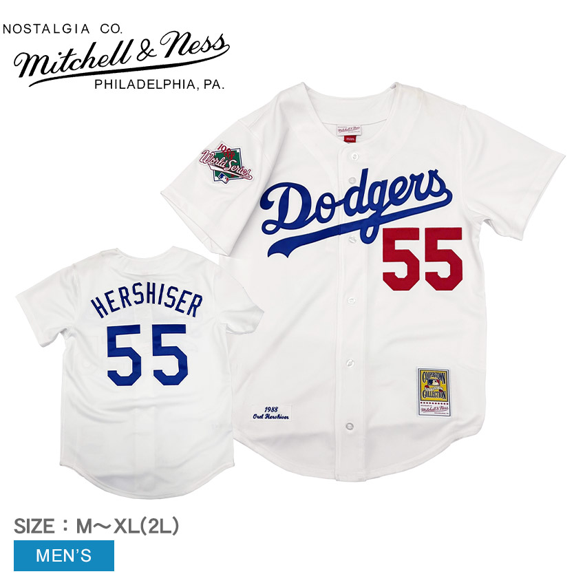 ミッチェル＆ネス Orel Hershiser Los Angeles Dodgers 1988 White Authentic Jersey ユニフォームシャツ メンズ ホワイト 白 MITCHELL＆NESS AJY15409-LAD88OHRWHIT ウエア トップス 半袖 ベースボールシャツ ロサンゼルス・ドジャース