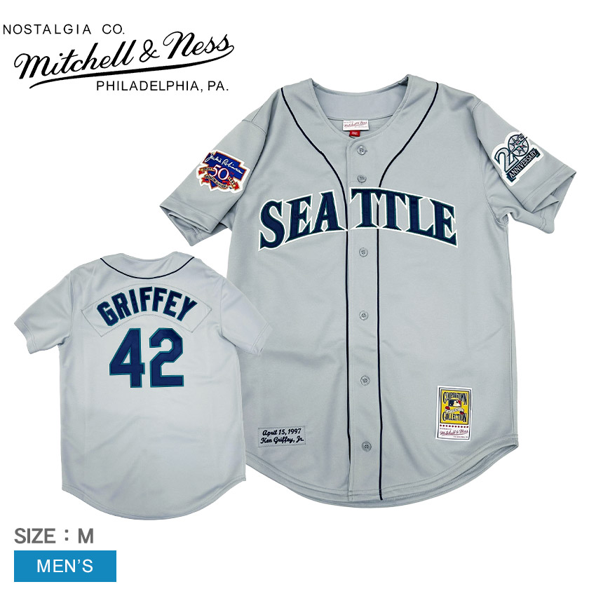 ミッチェル＆ネス Ken Griffey Jr Seattle Mariners 1997 Gray Authentic Player Jersey ユニフォームシャツ メンズ グレー MITCHELL＆NESS AJY13364-SMA97KGJCHRM ウエア トップス 半袖 ベースボールシャツ シアトル・マリナーズ Seattle｜Z-SPORTS