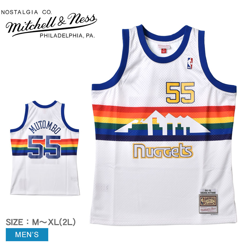 ミッチェル＆ネス ユニフォーム メンズ スイングマン ジャージー デンバーナゲッツ 1991-92 ディケンベムトンボ MITCHELL＆NESS SWINGMAN JERSEY DENVER NUGGETS 1991-92 DIKEMBE MUTOMBO SMJYAC18083-DNUWHIT91DMO NBA ウエア|slz|