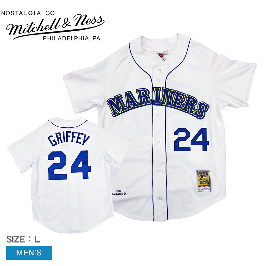 ミッチェル＆ネス Ken Griffey Jr Seattle Mariners 1989 White Authentic Player Jersey ユニフォームシャツ メンズ ホワイト 白 MITCHELL＆NESS AJY1GS18027-SMAWHIT89KGJ ウエア トップス 半袖 ベースボールシャツ シアトル・マリナーズ