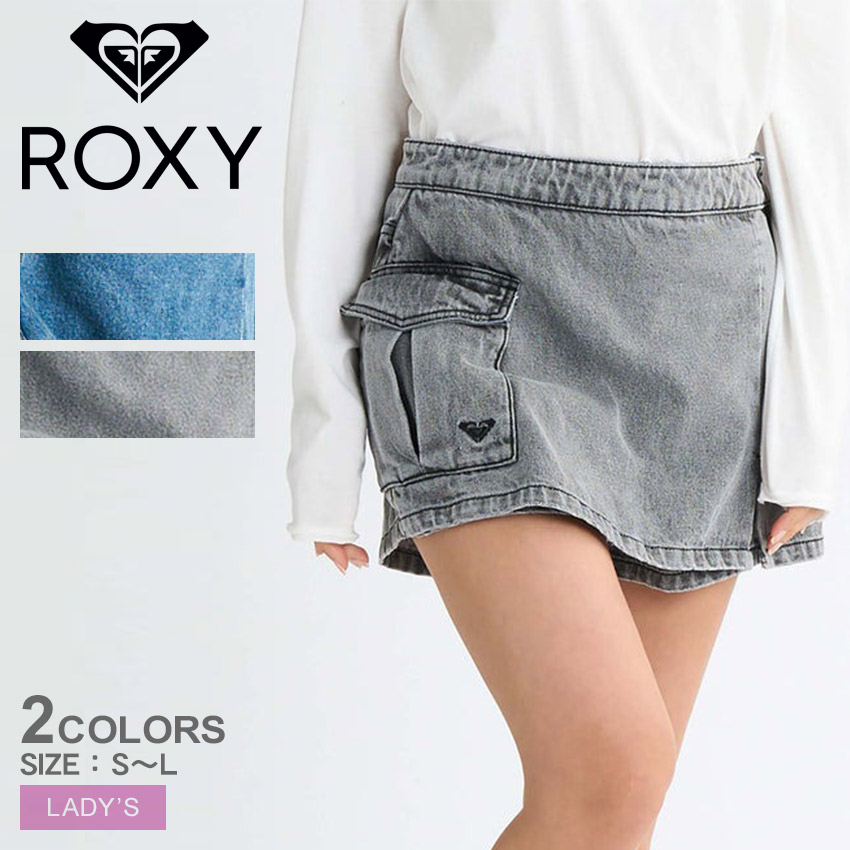 ロキシー LIVED IN DENIM SKORT スカート レディース ブラック 黒 ネイビー 紺 ROXY RPT251067 ボトムス ロングスカート ロング丈 ウェア デニムスカート ミニボトムス スコート カジュアル ファッション トレンド 夏服 脚長効果 国内正規品|slz|
