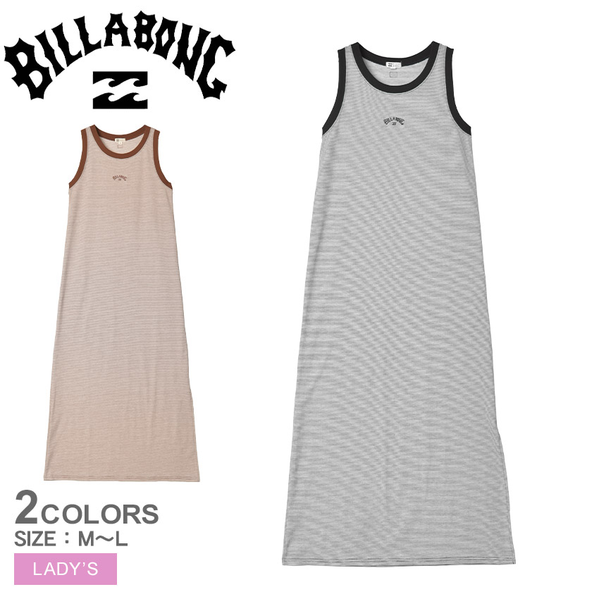 ビラボン STRIPED LONG ONEPIECE ワンピース レディース ブラック 黒 ブラウン 茶 BILLABONG BE01C351 ノースリーブワンピ ノースリーブワンピース スリット サイドスリット ノースリーブ ロング丈 ロングワンピース ロングワンピ 半袖 国内正規品|slz|
