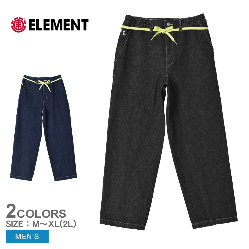 エレメント HRTN SHOD PANTS HAMM デニムパンツ メンズ ブラック 黒 ネイビー 紺 ELEMENT BE022716 ボトムス ズボン パンツ デニム HIROTTON コラボ アートワーク ウエストゴム ロングパンツ イージーパンツ カジュアル スポーティ 国内正規品|slz|