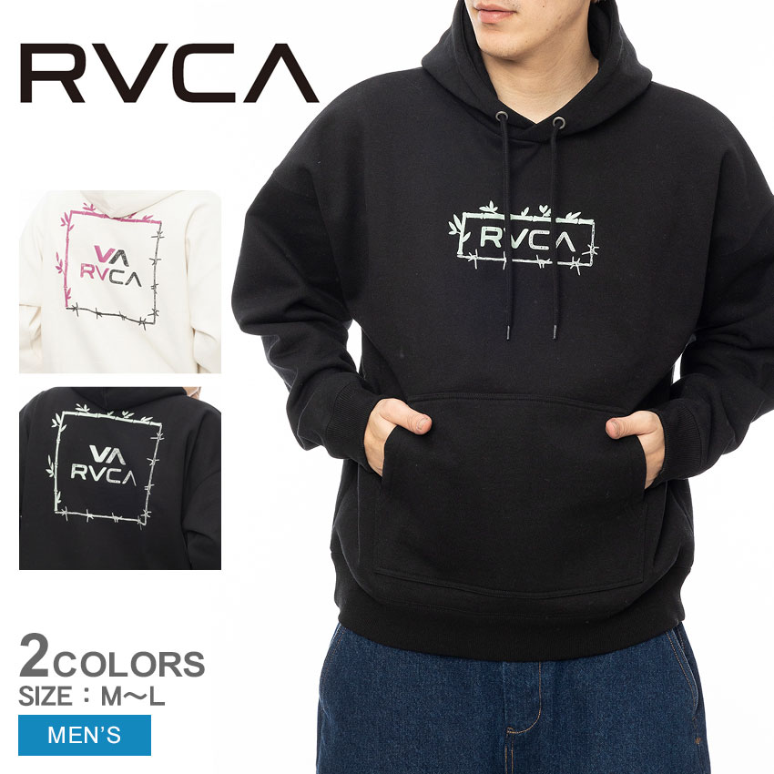ルーカ ボーダード フード パーカー パーカー メンズ ホワイト 白 ブラック 黒 RVCA BORDERED HD PARKA BE042039 プルオーバー ボタニカル スクエアロゴ プリント ルーズ シルエット 大きめ|slz|