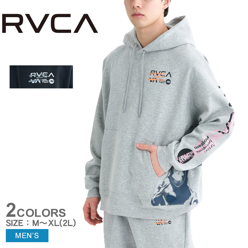 ルーカ OVER PRINT HD パーカー パーカー メンズ ブラック 黒 グレー RVCA BF042025 ウェア トップス 長袖 プルオーバー カジュアル シンプル スポーティ サーフ ビーチ ブランド ロゴ プリント おしゃれ フーディー フード