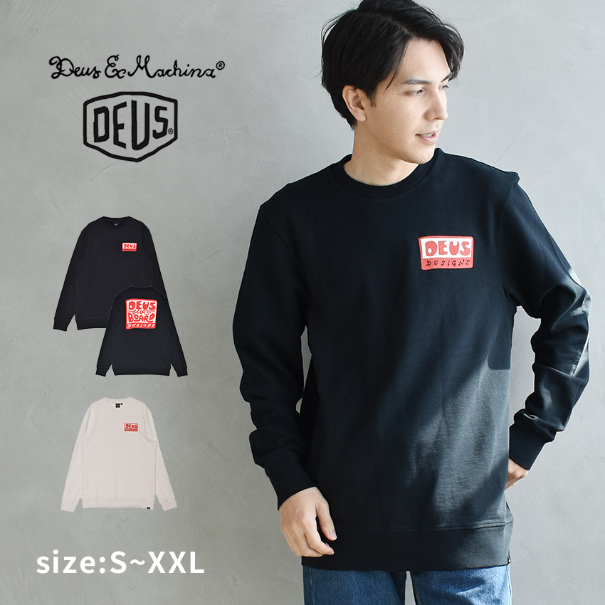 デウス エクス マキナ クルーネックスウェット 長袖Tシャツ メンズ ホワイト 白 ブラック 黒 DEUS EX MACHINA NICE TO SEE YOU CREW DMF248620 ウェア トップス 長袖 クルーネック ロゴ プリント バックプリント シンプル カジュアル|slz|
