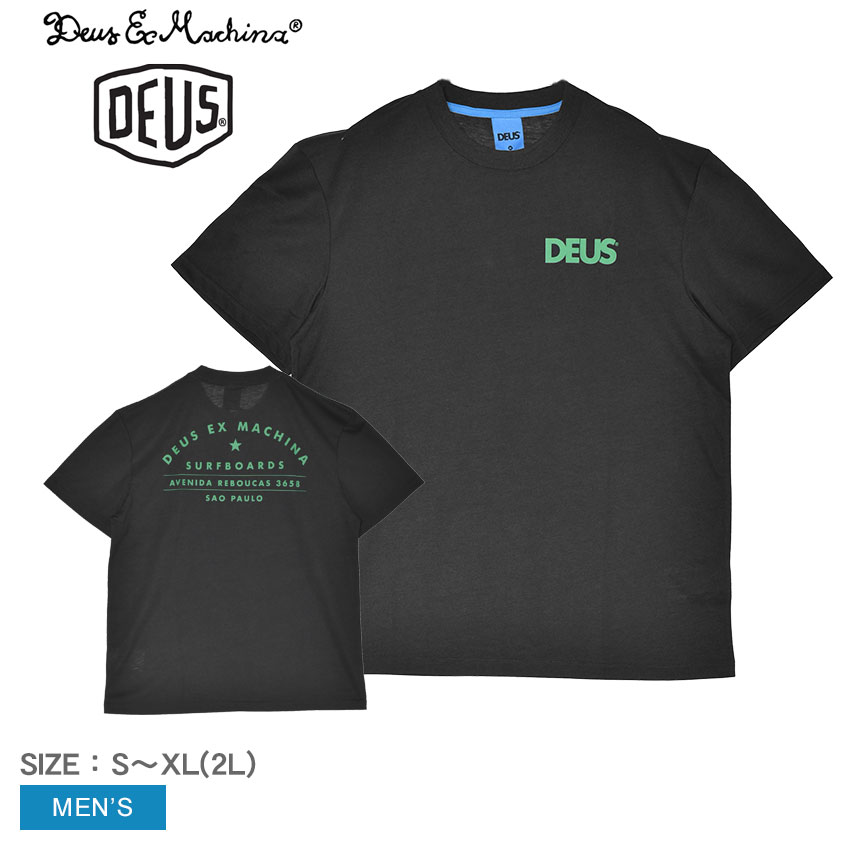 【ネコポス配送】 デウス エクス マキナ SAO PAULO SURF ADDRESS TEE 半袖Tシャツ メンズ ブラック 黒 DEUS EX MACHINA DMP251000B トップス 半袖 Tシャツ おしゃれ ロゴ プリント バックプリント サーフ カジュアル 海 ストリート シンプル ブランド|slz|