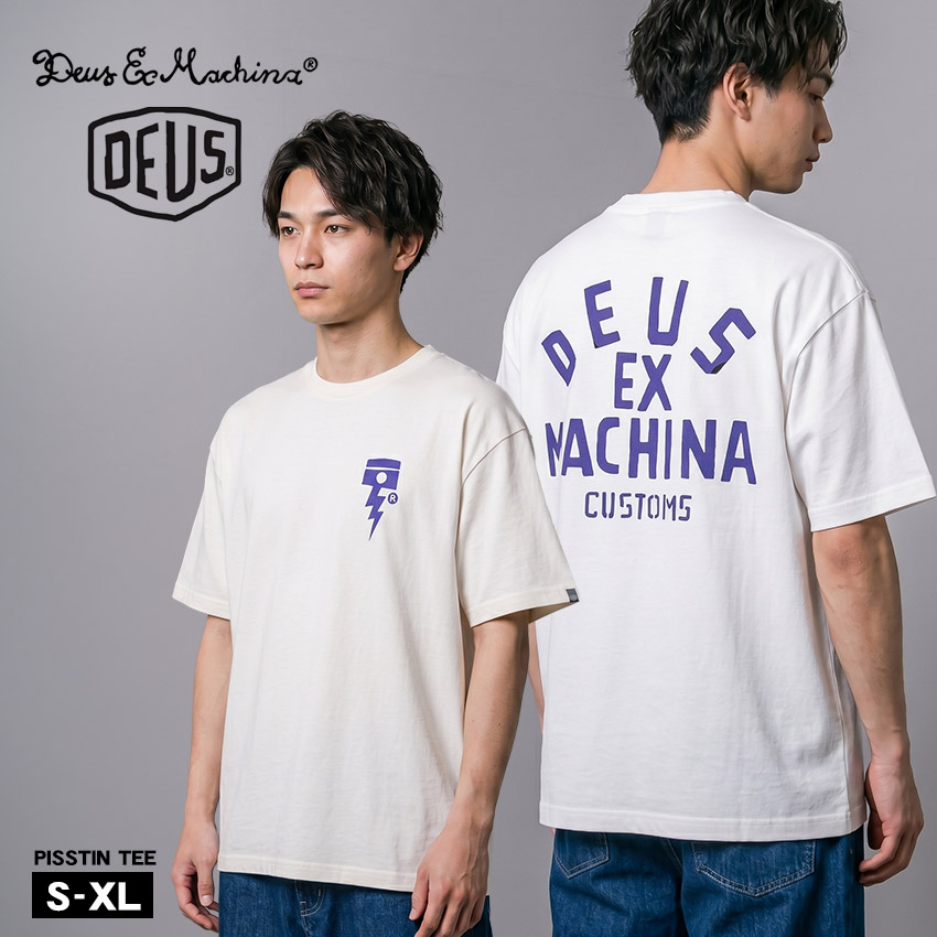 デウス エクス マキナ PISSTIN TEE 半袖Tシャツ メンズ ホワイト 白 DEUS EX MACHINA DMF241747B Tシャツ ウェア ウエア トップス 半袖 おしゃれ クルーネック ロゴ シンプル ワンポイント カジュアル