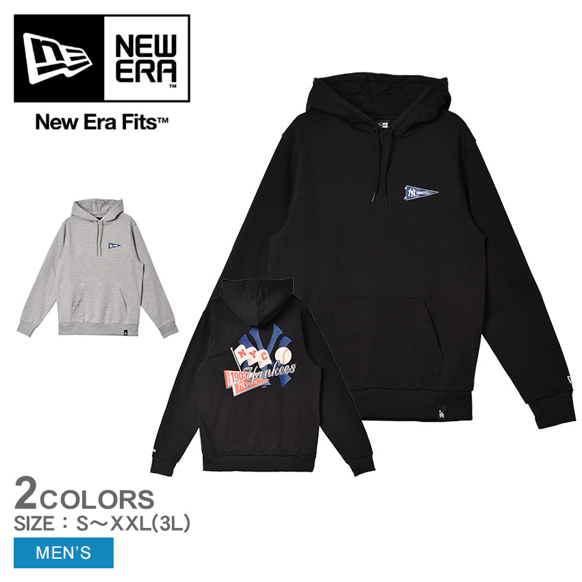 ニューエラ MLB フラッグ グラフィック フーディ パーカー メンズ ブラック 黒 グレー NEW ERA MLB Flag Graphic Hoodie 60416435 60416436 ロサンゼルス・ドジャース ニューヨーク・ヤンキース NEW YORK YANKEES フーディ プルオーバー