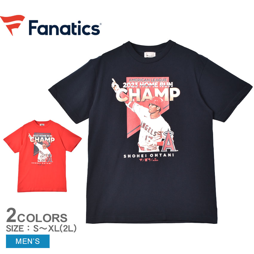 【ネコポス配送】 ファナティクス Shohei Ohtani LA Angels 2023 Home Run Champ Tee 半袖Tシャツ メンズ レッド 赤 ネイビー 紺 FANATICS ML01-23FW-0002 ウエア トップス 半袖 Tシャツ MLB メジャーリーグ メジャー ブランド スポーティ プリント