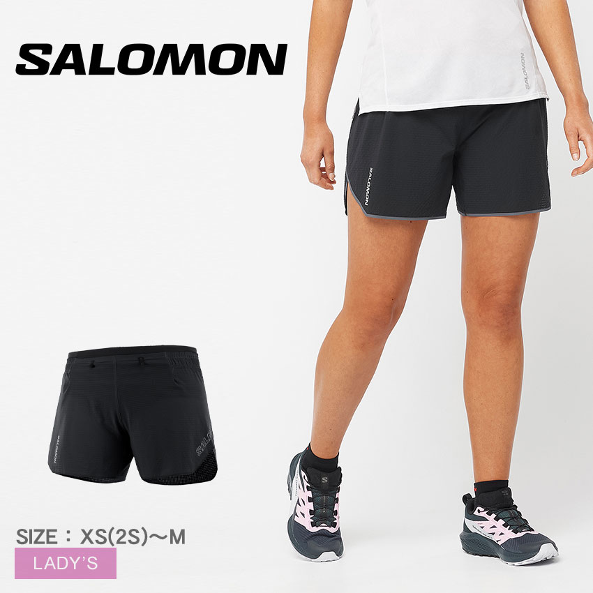 SALOMON - ＳＡＬＯＭＯＮ×ＬＡＢスパッツ内蔵２枚スリットトレーニングハーフパンツ黒Ｌ新品 SALOMON - SALOMON×LABスパッツ内蔵2枚スリット