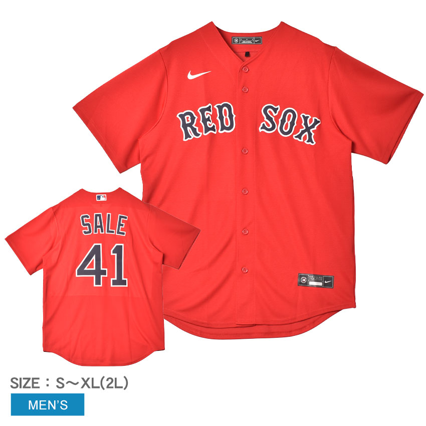 ナイキ Official Replica Jersey ユニフォームシャツ メンズ レッド 赤 NIKE T770-BQSA-BQ7-S41 クリス・セール ボストン・レッドソックス MLB メジャーリーグ ベースボールシャツ ユニフォーム ウェア 半袖 レプリカ 野球 ZSPO