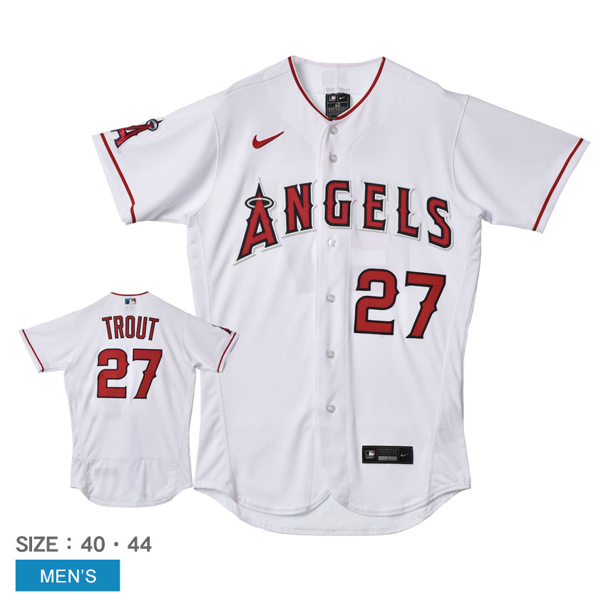 ナイキ ユニフォームシャツ メンズ ホワイト 白 NIKE OFFICIAL AUTHENTIC JERSEY 8900-AN11-AN9-T27 マイク・トラウト ロサンゼルス・エンゼルス MLB 半袖 メジャーリーグ 公式アイテム ベースボールシャツ 野球 ベースボール ZSPO