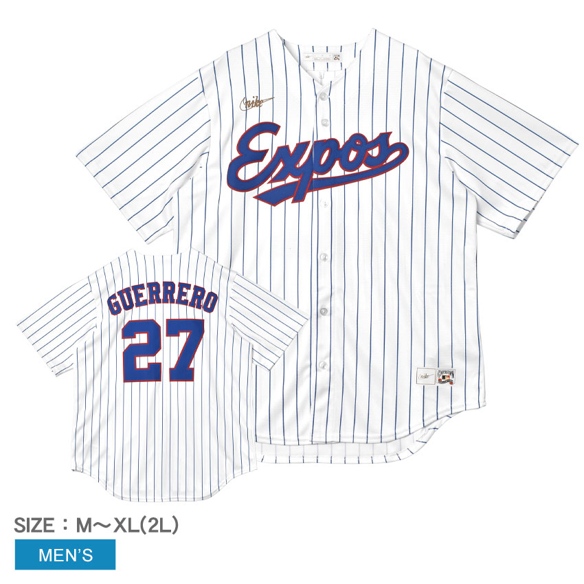 ナイキ OFFICIAL COOPERSTOWN NN SHORT SLEEVE JERSEY ユニフォームシャツ メンズ ホワイト 白 ブルー 青 NIKE C267-MEXP ブラディミール・ゲレーロ モントリオール・エクスポズ MLB メジャーリーグ トップス ベースボールシャツ ZSPO