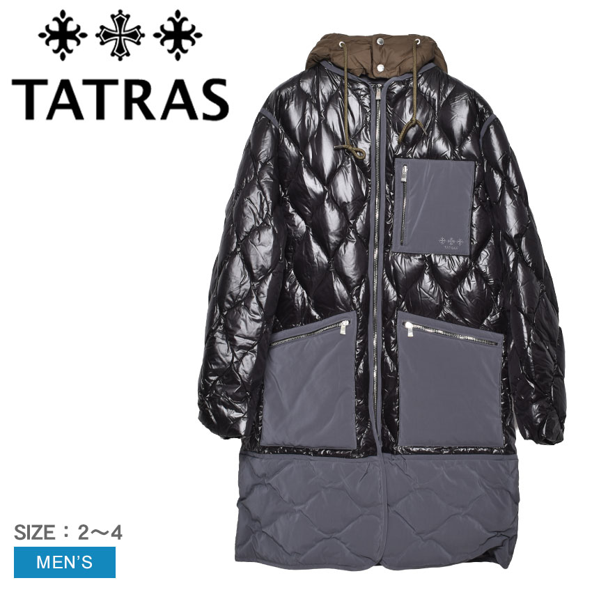 タトラス ブライアー ダウンジャケット ダウンジャケット メンズ ブラック 黒 TATRAS BRIAR JKT MJXA0062014668 ブラック 黒 ロング丈 アウター 保温 防寒 フード付き 取り外しフード キルティング ポケット 中綿 ナイロン コート 秋冬|slz||Z-SPORTS
