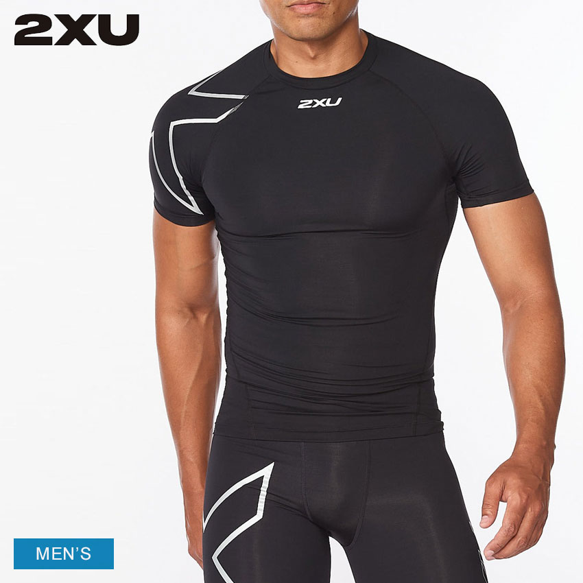 ツータイムズユー PWXコンプレッション ショートスリーブトップ コンプレッションシャツ メンズ ブラック 黒 2XU MA6399a スポーツ トレーニング