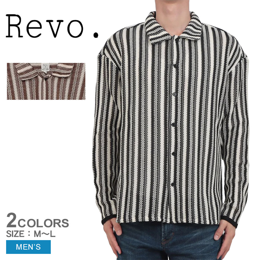 レヴォ バルファスレース ツートーンストライプ LSシャツ 長袖シャツ メンズ ブラック 黒 ブラウン 茶 Revo. TH-3772-B ウェア トップス シャツ 長袖シャツ カジュアル シンプル ストリート 柄 ストライプ ロングスリーブ 襟 おしゃれ